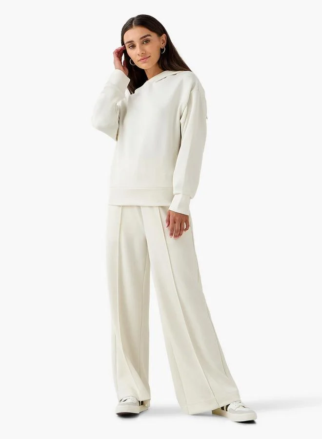سبلاش فيڤ Regular Fit Flexi Waist Soft Touch Wide Leg Pants with Pintuck Detail